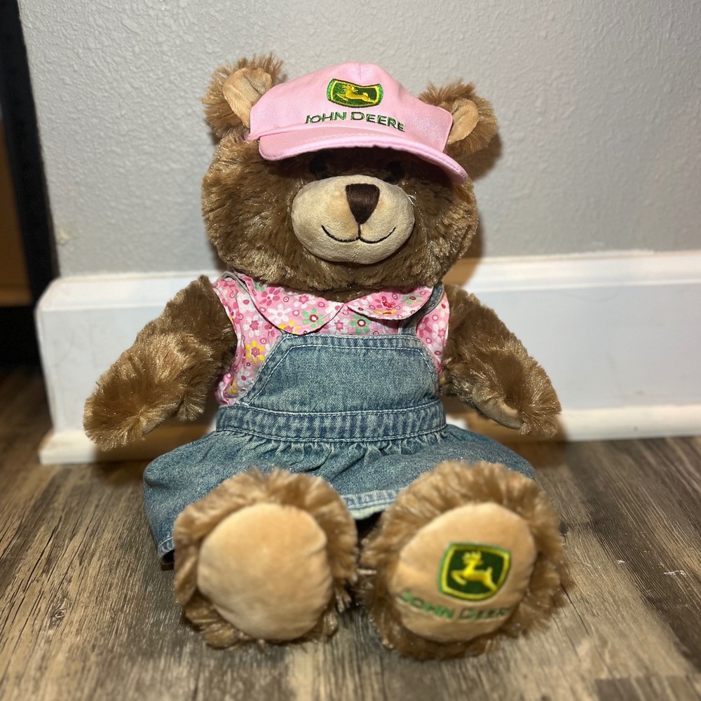 2013 Original Build-A-Bear John Deere Pink Hat Floral Denim Dress Plush 18" EUC